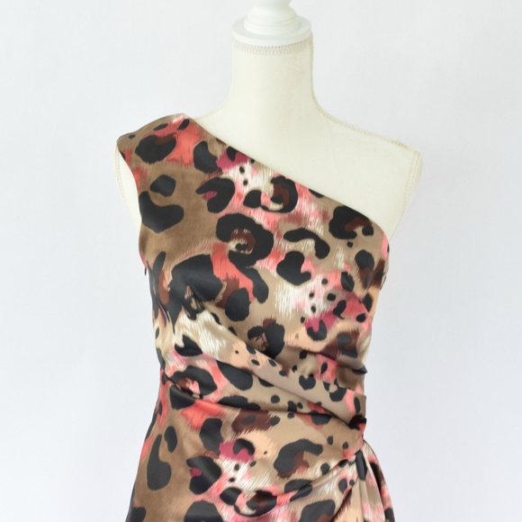 LONDON TIMES Animal Print One-Shoulder Dress - Picture 4 of 6